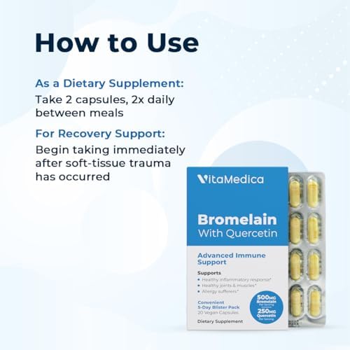 Suplemento de Bromelaina y Quercetina VitaMedica - 500mg Bromelaina y 250mg Quercetina - 2400 GDU para Inmunidad, Soporte Articular, Inflamación y - imagen 7