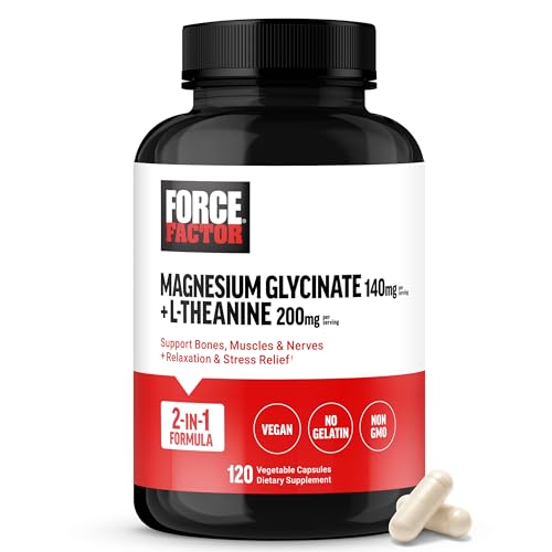 Suplemento de Magnesio + L-Theanina Force Factor, Bisglicinato de Magnesio para Huesos, Músculos, Nervios, Relajación y Ánimo, Vegano, 120 Cápsulas - imagen 3