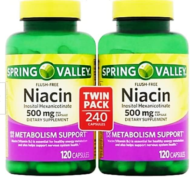 Spring Valley - Niacina Sin Enrojecimiento (B-3) 500 mg, 240 Cápsulas (2 Botellas de 120) - imagen 2