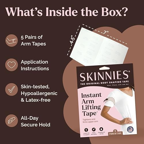 Cinta para Brazos Instant Lifts Skinnies - Patente y Hecha en EE. UU. - Cinta Elevadora para Brazos Flácidos - Invisible y Resistente al Sudor - 5 - imagen 6