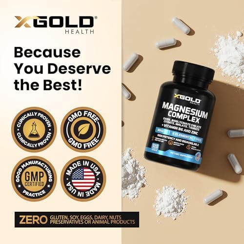 Complejo de Magnesio 5 en 1 con Zinc y Vitamina B6 – Fórmula de Alta Absorción para Sueño, Recuperación Muscular y Energía – 500mg – X Gold Health - imagen 5