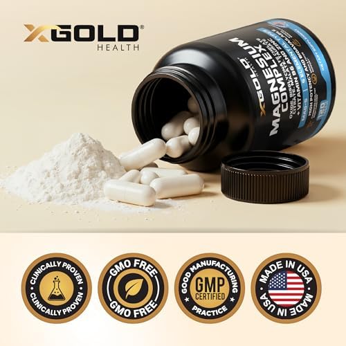 Complejo de Magnesio 5 en 1 con Zinc y Vitamina B6 – Fórmula de Alta Absorción para Sueño, Recuperación Muscular y Energía – 500mg – X Gold Health - imagen 6