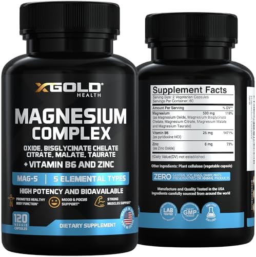 Complejo de Magnesio 5 en 1 con Zinc y Vitamina B6 – Fórmula de Alta Absorción para Sueño, Recuperación Muscular y Energía – 500mg – X Gold Health - imagen 7