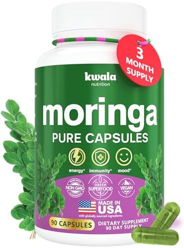 Cápsulas de Moringa Kwala Nutrition - Suplemento en Polvo de Moringa - Suministro para 90 Días - 90 Cápsulas - imagen 1