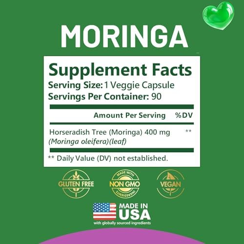 Cápsulas de Moringa Kwala Nutrition - Suplemento en Polvo de Moringa - Suministro para 90 Días - 90 Cápsulas - imagen 2