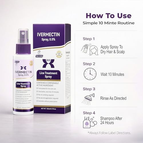 Spray Tratamiento para Piojos 0.5% Ivermectina 2026, Aplicación Fácil para Niños y Adultos, Solución para Infestaciones en Casa - imagen 3
