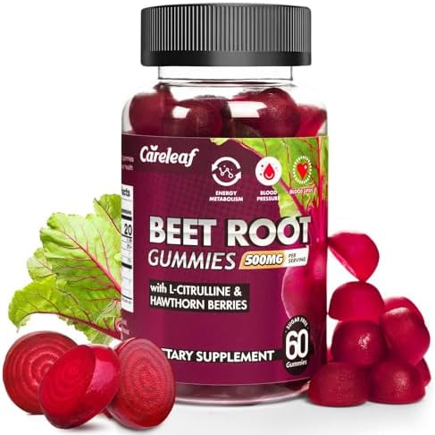 Gomitas Veganas Sin Azúcar Careleaf de Remolacha para Presión Arterial, con L-Citrulina y Extracto de Espino, Sabor Durazno, 60 Unidades - imagen 1