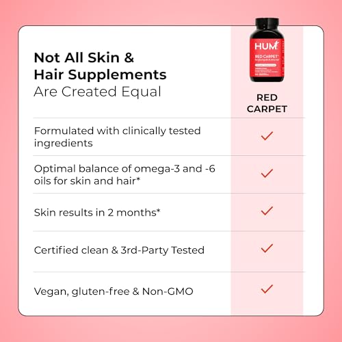 Vitaminas HUM Red Carpet para Piel y Cabello de Mujeres con Omega 3, Vitamina E y Aceite de Semilla de Grosella Negra, 60 Cápsulas - imagen 7