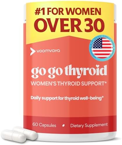 VoomVaya Go Go Thyroid - Suplemento para Tiroides para Mujeres 30+ - Equilibrio Hormonal Femenino con Yodo, Selenio y L-Tirosina - 60 Cápsulas - imagen 1