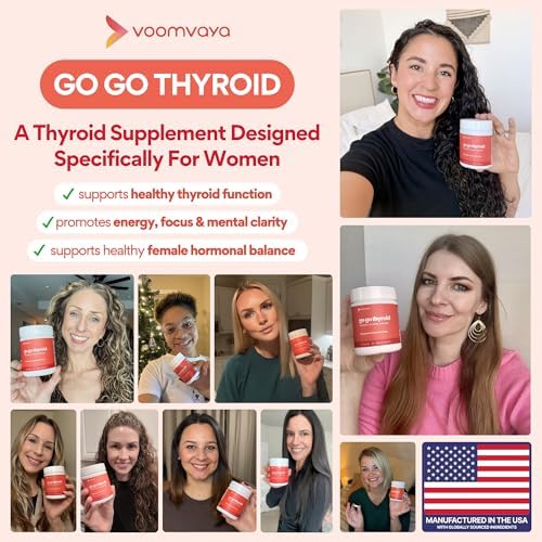 VoomVaya Go Go Thyroid - Suplemento para Tiroides para Mujeres 30+ - Equilibrio Hormonal Femenino con Yodo, Selenio y L-Tirosina - 60 Cápsulas - imagen 2