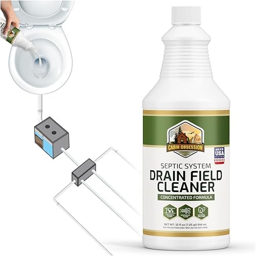 Limpiador de Campo de Drenaje para Sistemas Sépticos (32 oz) - Tratamiento Concentrado Profesional para Desatascar y Prevenir Respalos y - imagen 1
