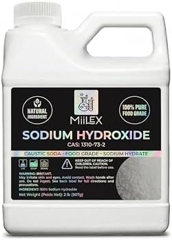 Hidróxido de sodio grado alimenticio - 100% puro, soda cáustica, lye para hacer jabón, certificado kosher | Uso en jabonería, limpieza de drenajes y - imagen 1