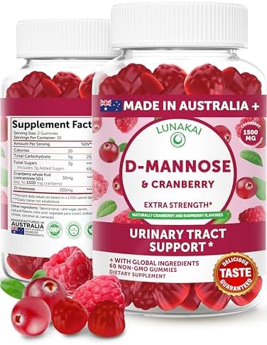 Gomitas de Arándano Lunakai para Mujeres 1500mg (Extracto 50:1) con D-Mannose 200mg - Suplemento Diario para la Salud del Tracto Urinario y Soporte - imagen 1
