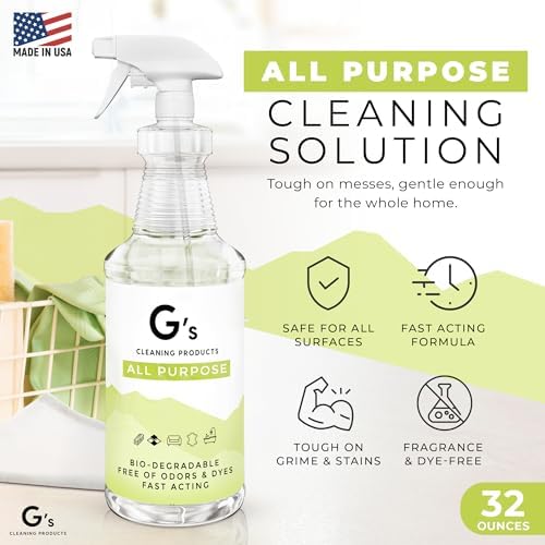 Limpiador Multiusos Biodegradable G's – Spray Natural No Tóxico de 32 oz para Superficies, Cocina, Muebles, Pisos y Hogar - imagen 2