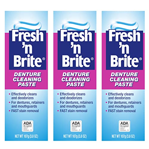 Pasta Limpiadora Fresh 'n Brite para Dentaduras, Retenedores y Protectores Bucales, Remoción Rápida de Manchas, Paquete de 3 Tubos de 3.8 oz - imagen 3