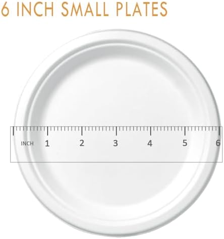 Platos Desechables Compostables CantaGreen de 6 Pulgadas, 200 Piezas, Hechos de Bagazo y Fibra de Bambú, Resistentes y Biodegradables - imagen 2