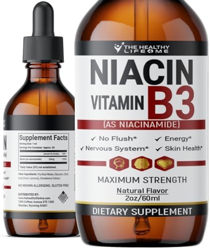 The Healthy Life 4 ME Vitamina B3 Niacinamida Líquida | 20mg por Porción, Suministro para 60 Días | Gotas Líquidas de Vitamina B | 2oz Claro - imagen 1