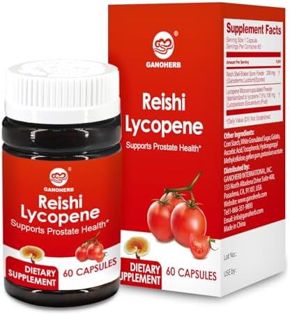 Suplemento de Licopeno GANOHERB para Hombres 100mg, Cápsulas de Licopeno con 200mg de Hongo Reishi para la Salud Integral, 2 Meses, Vegano, 60 - imagen 1