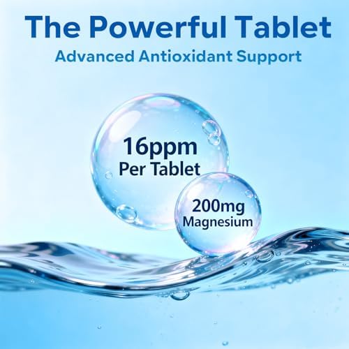 Tabletas de Agua Hidrógeno - 16 PPM de Hidrógeno Molecular - 200mg de Magnesio - Tabletas Efervescentes para Agua - Soporte Antioxidante, Salud - imagen 2
