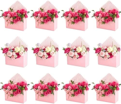 Caja de Papel Floral FYSUIMU de 12 Piezas para Regalos de Día de las Madres, Cumpleaños y Bodas, Rosa, Ideal para Ramo de Flores - imagen 1