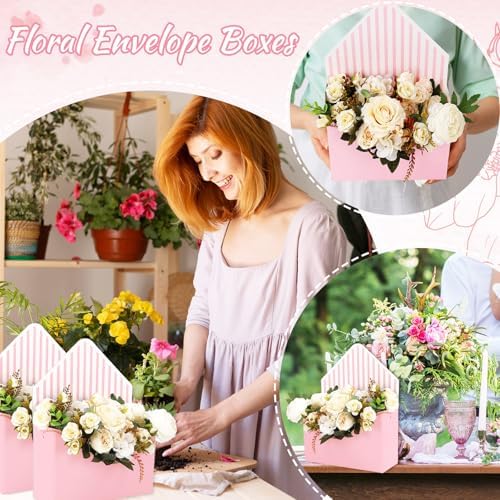 Caja de Papel Floral FYSUIMU de 12 Piezas para Regalos de Día de las Madres, Cumpleaños y Bodas, Rosa, Ideal para Ramo de Flores - imagen 7