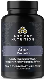 Suplemento de Probióticos y Zinc Ancient Nutrition, Apoya el Sistema Inmunológico y la Salud Digestiva, Sin OMG, 30 Cápsulas, Paleo y Keto Amigable - imagen 1
