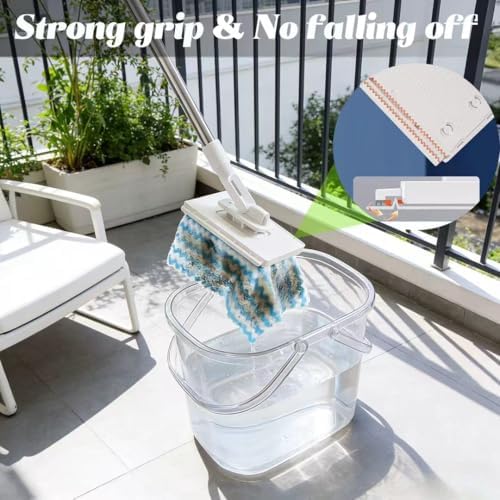 Mini Mop Magic Grip, Mop Sin Contact con Cambio de Paño en 1 Segundo, Cabezal Rotatorio 360° para Paredes, Pisos y Ventanas, Incluye 10 Paños de - imagen 4