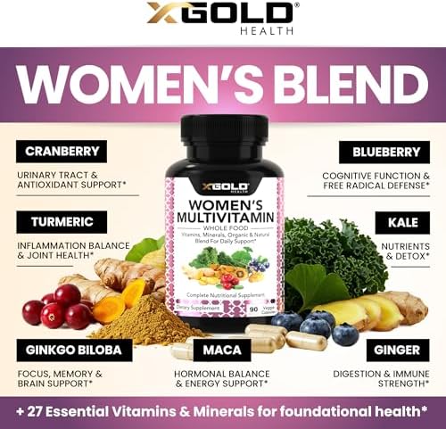 Multivitamínico Vegano Diario para Mujeres 50+ con Ingredientes Naturales, Jengibre, Maca y Complejo de Vitaminas B - 90 Cápsulas para Energía y - imagen 3