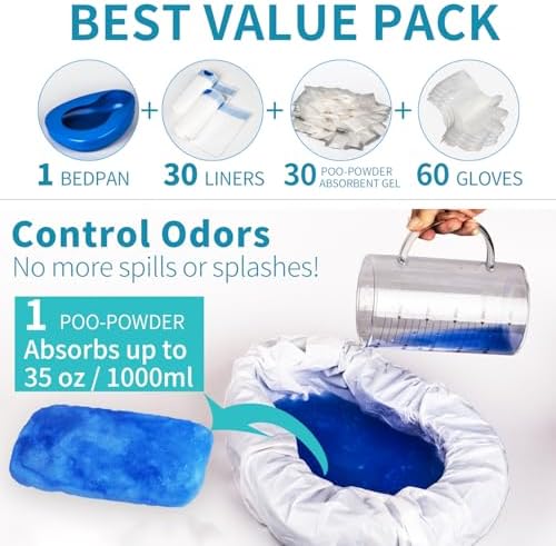 Set de orinal con 30 almohadillas absorbentes de gel y 30 forros desechables, orinal para mujeres mayores y hombres. - imagen 2