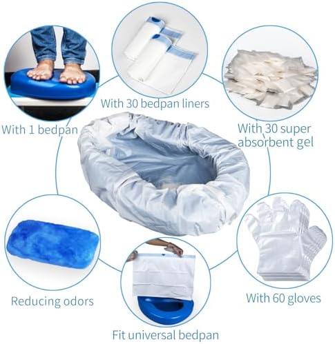 Set de orinal con 30 almohadillas absorbentes de gel y 30 forros desechables, orinal para mujeres mayores y hombres. - imagen 3