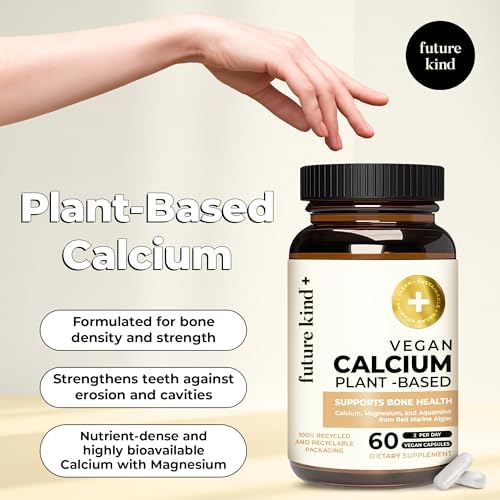 Suplemento de Calcio Vegano Future Kind - Suplemento de Calcio y Magnesio de Origen Vegetal de Islandia para Huesos y Dientes (60 Cápsulas) - imagen 2