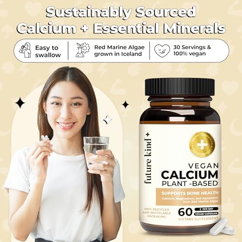 Suplemento de Calcio Vegano Future Kind - Suplemento de Calcio y Magnesio de Origen Vegetal de Islandia para Huesos y Dientes (60 Cápsulas) - imagen 8