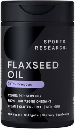 Aceite de Linaza Vegano Sports Research® (1200mg) Suplemento Herbal con ALA Omega 3 de Origen Vegetal - Certificado Vegano y No Transgénico - Libre - imagen 1