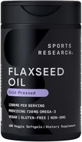 Aceite de Linaza Vegano Sports Research® (1200mg) Suplemento Herbal con ALA Omega 3 de Origen Vegetal - Certificado Vegano y No Transgénico - Libre - imagen 1