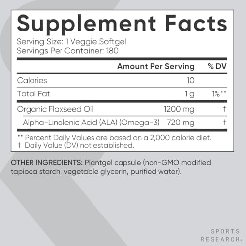Aceite de Linaza Vegano Sports Research® (1200mg) Suplemento Herbal con ALA Omega 3 de Origen Vegetal - Certificado Vegano y No Transgénico - Libre - imagen 5