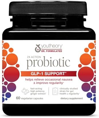 Youtheory 2X Action Probiotic - 60 Cápsulas (Suministro para 60 Días) - Soporte GLP-1 para Comodidad Intestinal y Salud Inmunológica* - Probiótico y - imagen 1
