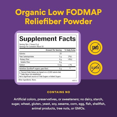 Polvo de Reliefiber Orgánico Low FODMAP de Natural Factors - Suplemento para la Salud Digestiva con Fibra Dietética y Soluble - Apoyo para la Salud - imagen 4