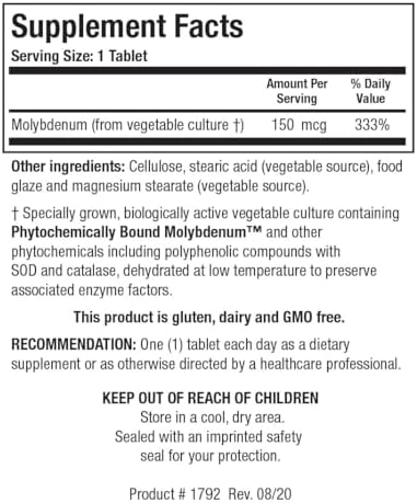 Biotics Research MoZyme Forte Molybdeno 150 mcg, Soporte Hepático, Detoxificación, Elemento Esencial, Metabolismo Saludable, Antioxidante, 100 - imagen 5