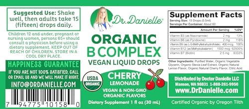 Gotas Líquidas de Complejo de Vitaminas B Orgánicas | Suplemento de Vitaminas B con B3, B6, B7, B9 y Methyl B12 para Adultos y Niños | Sabor a Cereza - imagen 6