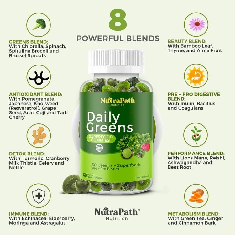 Gomitas Superfood Daily Greens - Frutas, Verduras y Superalimentos para Inmunidad y Energía - 60 Gomitas - imagen 3