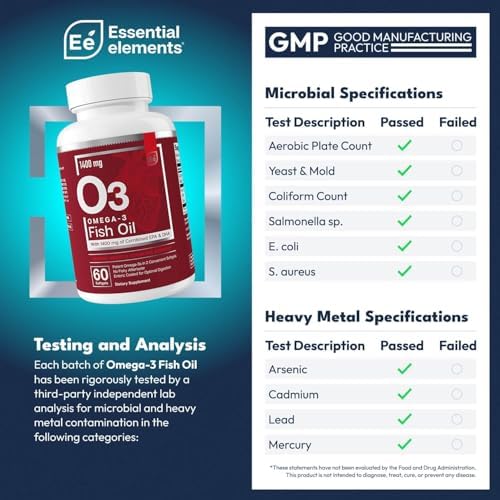 Suplemento de Aceite de Pescado Omega-3 Essential Elements con EPA y DHA | Ácidos Grasos para Soporte Inmunológico, Cardiaco y Cognitivo | 60 Gelcaps - imagen 2