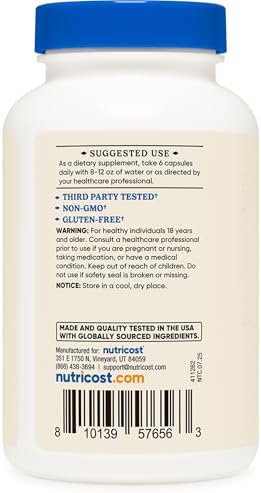 Suplemento de Órganos de Res Alimentada con Pasto Nutricost (3,000mg) 180 Cápsulas - Complejo de Órganos Bovina Deshidratada, Sin GMO, Sin Gluten, 30 - imagen 4