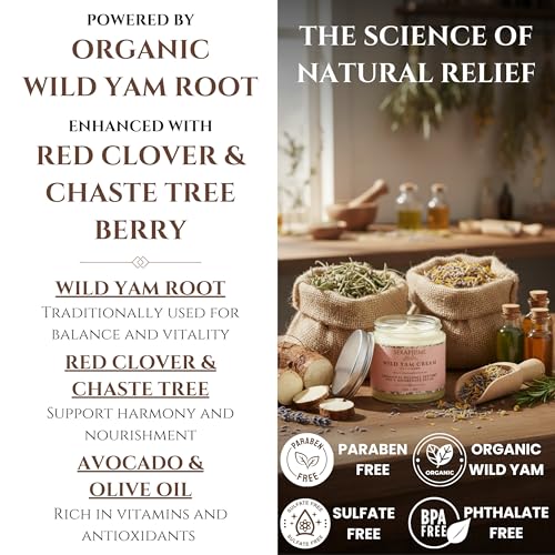 Crema de Ñame Silvestre Seraphime para el Equilibrio Hormonal - Regalo para Mamá - Apoyo para Menopausia y Síndrome Premenstrual - 4oz Lavanda - imagen 3