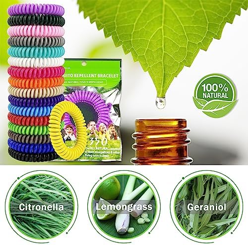 Pulseras Repelentes de Mosquitos 50 Piezas, Bandas Envuelta Individualmente con 60 Calcomanías Repelentes, Sin DEET, para Adultos y Niños, Uso - imagen 2