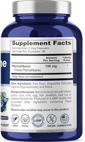 NusaPure Pterostilbene 150mg 180 Cápsulas Veganas (Sin OGM, Veganas) - imagen 2