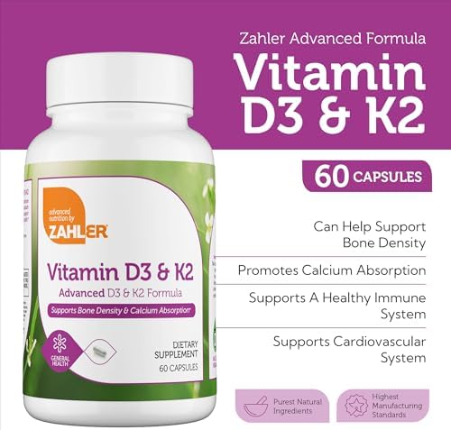 Zahler Vitamina D3 y K2 Avanzada - Fórmula para Soporte de Densidad Ósea y Absorción de Calcio, 60 Cápsulas. - imagen 2