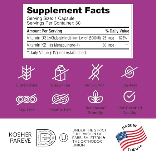 Zahler Vitamina D3 y K2 Avanzada - Fórmula para Soporte de Densidad Ósea y Absorción de Calcio, 60 Cápsulas. - imagen 5