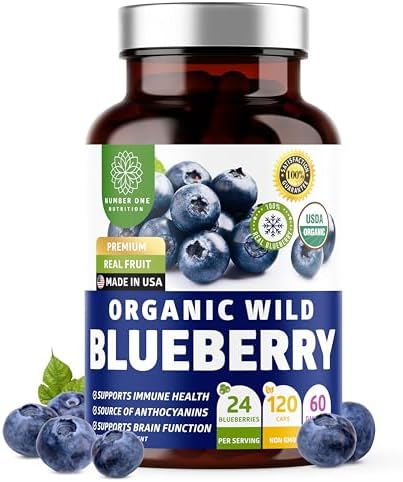 Extracto de Arándano Silvestre Orgánico USDA Number One Nutrition, Equivalente a 24 Arándanos, Apoya la Salud Inmunológica, 120 Cápsulas Veganas - imagen 1