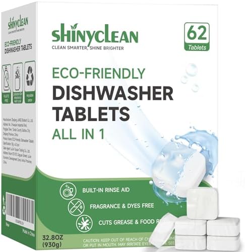 Tabletas de detergente para lavavajillas Shinyclean con enjuague integrado | Cápsulas biodegradables a base de plantas | Sin fragancias ni colorantes - imagen 1