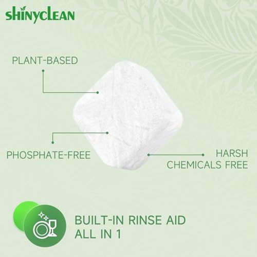 Tabletas de detergente para lavavajillas Shinyclean con enjuague integrado | Cápsulas biodegradables a base de plantas | Sin fragancias ni colorantes - imagen 2